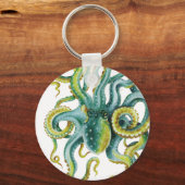 Porte-clés Octopus Vert aquarelle Art (Recto)
