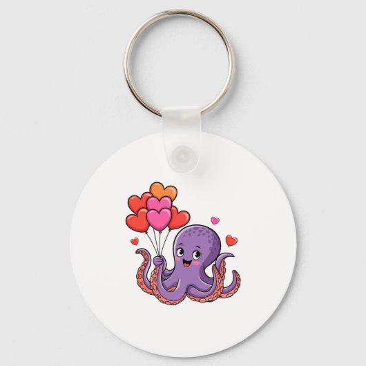 Porte-clés Octopus With Heart Lloons Valentine Day  (Recto)
