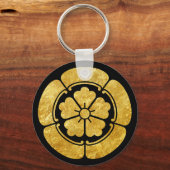 Porte-clés Oda Mon japonais samouraï clan faux or sur violet (Recto)