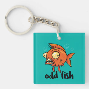 Porte-clés Odd Fish Quirky Funny Orange Goldfish Cartoon