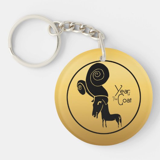 Porte-clés Odd Gold Ram Chèvre chinois Année Zodiac Monogramm (Devant)