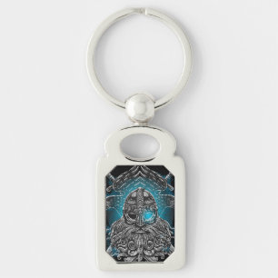 Porte-clés Odin avec corbeaux et épées Mythologie Viking bleu