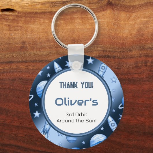 Porte-clés Odyssée de fusée céleste bleu cosmique (Recto)
