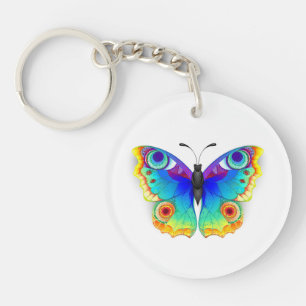 Porte-clés Oeil de paon arc-en-ciel
