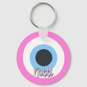 Porte-clés œil maléfique rose    personnalisable