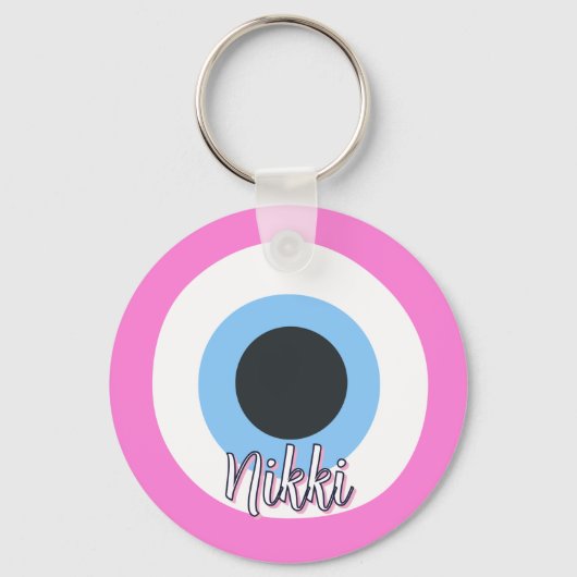 Porte-clés œil maléfique rose || personnalisable (Recto)