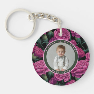 Porte-clés Œillet floral amour artistique mémoire
