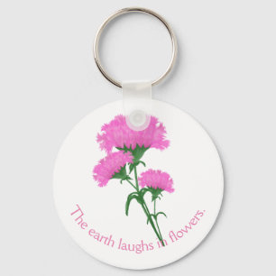 Porte-clés Oeillets roses avec le texte personnalisable