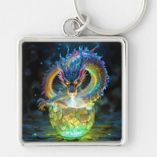 Porte-clés Œuf de dragon vert mignon de fantaisie