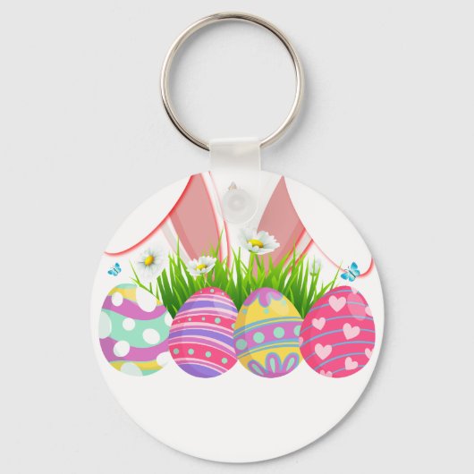 Porte-clés oeuf de lapin, rétro, vintage (Recto)
