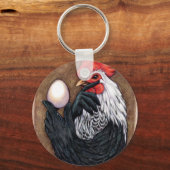 Porte-clés Oeufs de coq Dessin Philosophe de poulet (Recto)