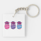 Porte-clés Oeufs de Pâques aux fleurs et au ruban (Dos)