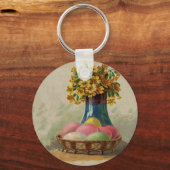 Porte-clés Oeufs Pâques Panier Fleurs Antique (Recto)