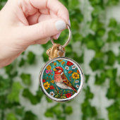 Porte-clés Œuvre d'art d'oiseau coloré (Main)
