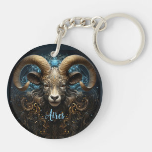 Porte-clés Œuvre d'art du zodiaque du Bélier mystique 