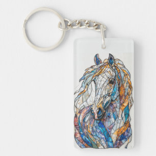 Porte-clés Œuvre d'art en mosaïque de verre cheval