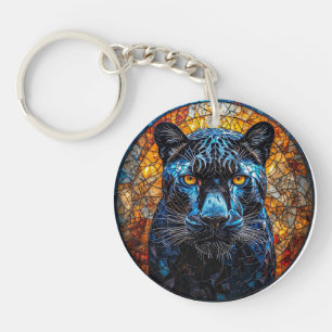 Porte-clés Œuvre d'art en verre coloré Majestueux Panthère