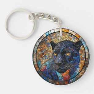 Porte-clés Œuvre d'art en verre coloré Majestueux Panthère