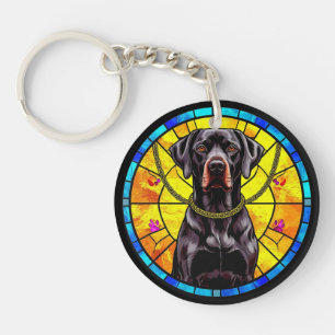 Porte-clés Œuvre d'art en verre coloré représentant un chien