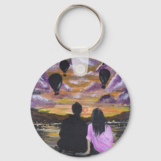 Porte-clés Œuvre d'art faite main – Coucher de soleil ensembl (Recto)