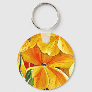 Porte-clés Œuvre d'art florale originale aquarelle de giroflé