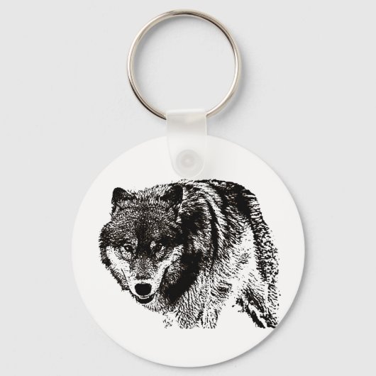 Porte-clés Oeuvre d'art noir et blanc Wild Wolf (Recto)