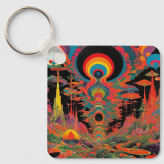 Porte-clés Œuvre d'art rétro psychédélique des années 1960 vi