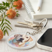 Porte-clés Oeuvre de l'artiste Pastel Magic Labrador Retrieve (Devant Droit)