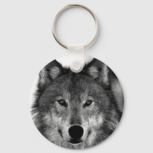 Porte-clés Oeuvre de Loup noir et blanc (Recto)