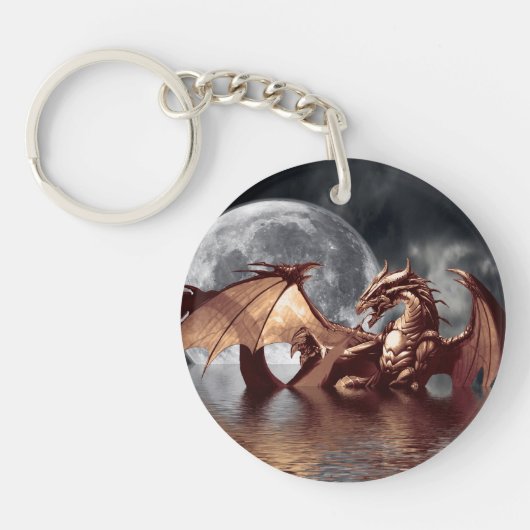 Porte-clés Oeuvre d'Imaginaire Dragon & Lune (Devant)