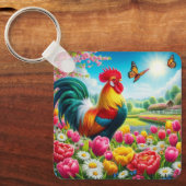 Porte-clés OEuvre florale/de printemps/de poulet (Recto)