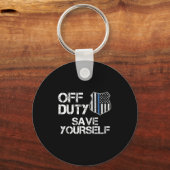 Porte-clés Off Duty Save Yourself Funny Lice Blue Line Gift (Recto)