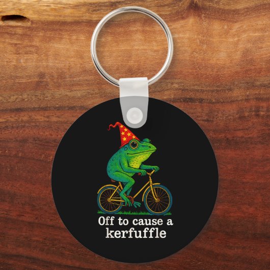 Porte-clés Off To Cause A Kerfuffle Funny Frog Wizard Bicycle (Recto)