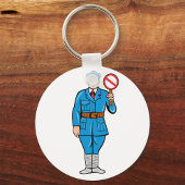 Porte-clés Officier Tenant Un Porte - clé De Signes D'Arrêt