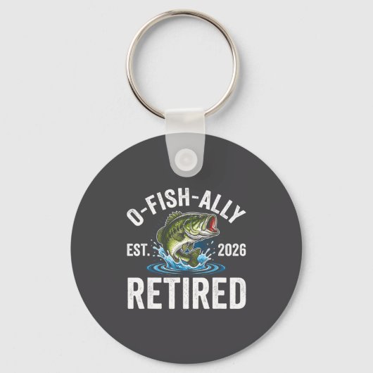 Porte-clés Ofishally Retired 2026 Funny Fishing Retirement Fi (Recto)