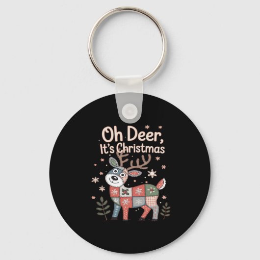 Porte-clés Oh Cerf C'est Noël Petits Carrés Patchwork (Recto)