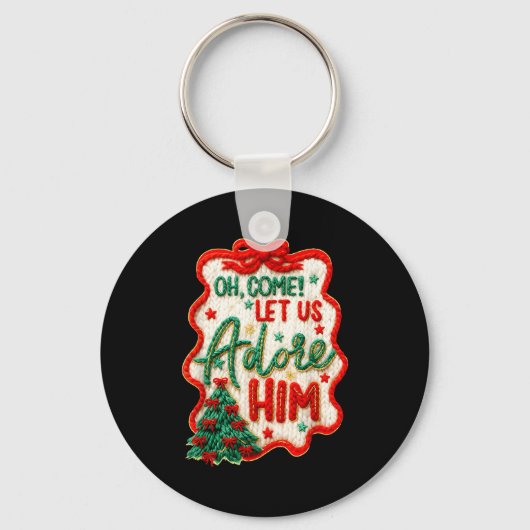 Porte-clés Oh Come Let Us Adore Him Yarn Crochet Nativity Chr (Recto)
