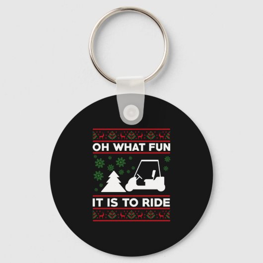 Porte-clés Oh Quel Amusant C'Est De Circuler Golf Panier Noël (Recto)
