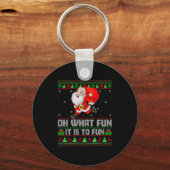 Porte-clés Oh What Fun Is It To Run Funny Santa Running Ugly (Recto)