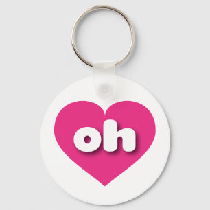 Porte-clés Ohio coeur rose chaud - J'aime oh