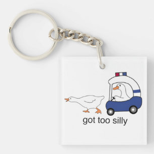 Porte-clés Oie de police drôle humour trop bête