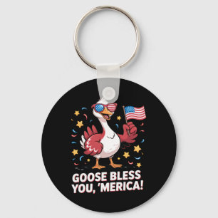 Porte-clés Oie patriotique drôle bénissez-vous ‘merica Drapea