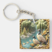 Porte-clés Oies du Canada au milieu des saules qui pleuvent (Devant)