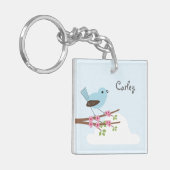 Porte-clés Oiseau bleu dans l'arbre de fleur (Devant gauche)