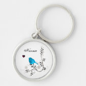 Porte-clés Oiseau bleu et Cœur Bleu (Devant)