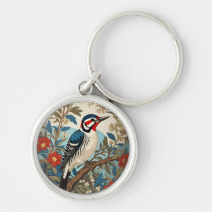 Porte-clés Oiseau Bleu Et Pic Rouge Inspiré Par La Nature