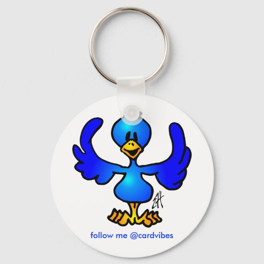 Porte-clés Oiseau bleu gazouillant (Recto)