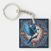 Porte-clés Oiseau bleu majestueux en vol (Devant)