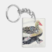Porte-clés Oiseau d'aquarelle d'aspiration de main, canard (Devant gauche)