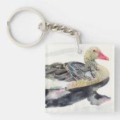 Porte-clés Oiseau d'aquarelle d'aspiration de main, canard (Devant)